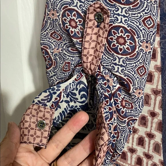 American Rag Cie lightweight sheer boho lace front shirt blouse top size XL - Picture 6 of 13